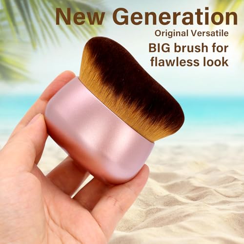 Image of Extra Large Body Makeup Brush For Self Tanner, Leg Makeup &Bronzer Blend,75 mm Wide-headed Kabuki Brush Provides More Even &Pretty Application, Oval Face&Back Makeup Brush, Wet&Dry Use- Pink Rose Gold