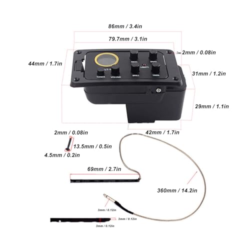 Guitare Acoustique 4 Bandes EQ ÉGALISEUR PRÉAMPLIFICATEUR Pickup Tuner PIEZO avec ÉCRAN D'AFFICHAGE LCD pour Un CONTRÔLE DE TONALITÉ AMÉLIORÉ