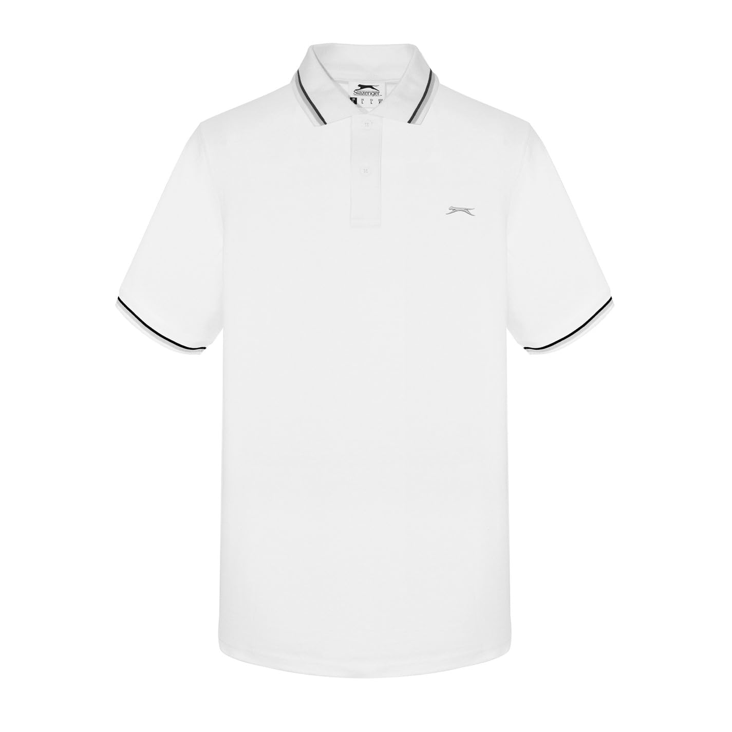 Slazenger Men's Polo Shirt, Short-Sleeved, Striped Details - White - Medium