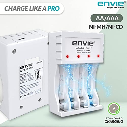 Image of ENVIE (ECR 20 MC+4xAA2800) Standard Rechargeable Battery Charger for AA & AAA Ni-mh /Ni-Cd with Batteries