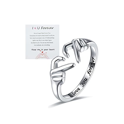 Adjustable Hand Heart Irish Claddagh Ring, Love Heart Claddagh Couple Ring Promise for Women, Heart Jewelry Valentine's Day Rings Mothers Day Valentines Holiday friends (silver)