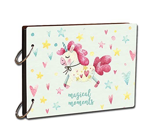 LADECOR Scrapbook Photo Album Memory Book With Wooden Hard Cover (14 Inch x 10 Inch, Design-2)