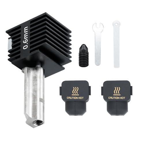 Upgrade A1 Mini Hotend cabezal de impresión de alta temperatura, boquillas de acero endurecido con 2 fundas de silicona compatibles con BambuLab A1, A1 Mini impresora 3D, accesorio extrusora (0,6 mm)