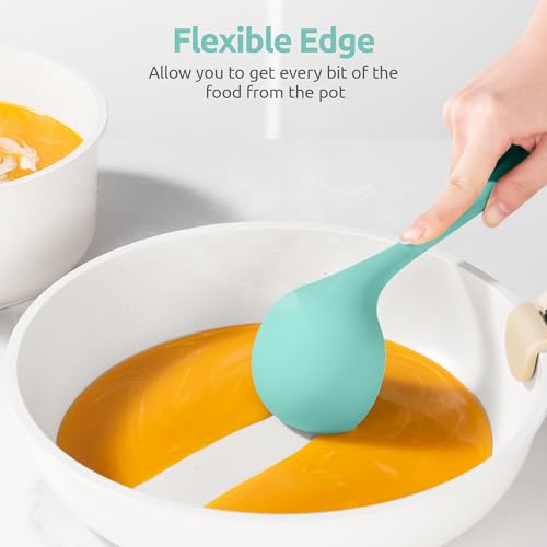 Image of U-Taste Silicone Soup Ladle, 600ºF Heat Resistant Spoon, 11in, Aqua Sky