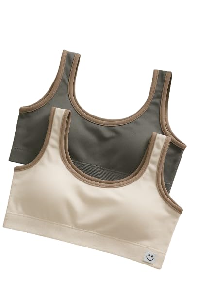 Celary Cotton Every Day Training Padded Bra for Pre Teen Girls||Soft Padded Beginners Bra||Easy Breezy Slip-On T-Shirt ||Teen Age Bra for Girls Age 13 to 17 Years|| 2 Piece Combo