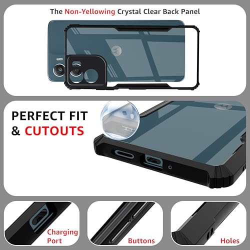 Image of CEDO Backcover for Motorola Moto G06 Power /Moto G06 | Camera Protection Shockproof Bumper-Edge | Acrylic Crystal Clear 360 Degree Protection TPU+PC | Transparent Eagle Back Case Cover (Black)