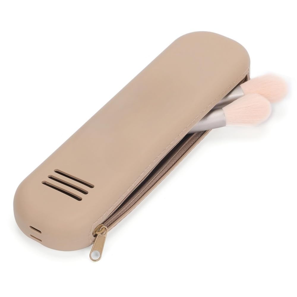 Vafada Travel Makeup Brush Case with Mirror, Portable Makeup Brush Cosmetic Holder, Soft and Comfortable Makeup Brush Organizer, Fashionable and Beautiful Cosmetic Brush Bag