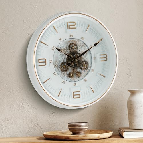 Maxstar Large Vintage Moving Gear Wall Clock, 20''Battery Operated Industrial
