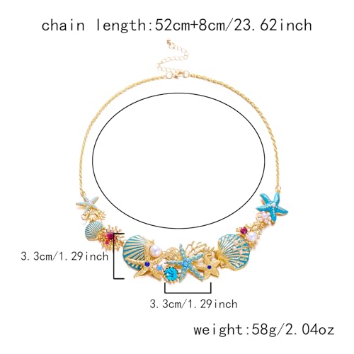Dainty Gold Starfish Shell Necklace Pearl Coral Ocean Statement Chunky Necklace Collar Beach Summer Charm Jewelry2