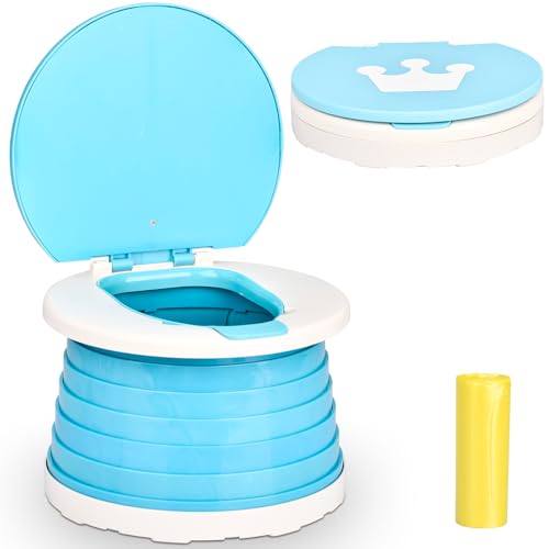 NathrBTV Bebé Inodoro Portatil Plegable Inodoro Infantil Entrenamiento para Bebés con Orinal de Viaje al Aire libre en Interiores con Bolsas de Basura