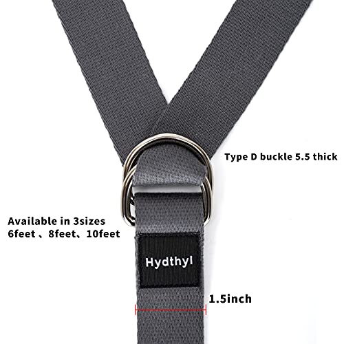 Hydthyl Yoga Strap With Adjustable D-Ring Buckle, 6/8/10 Feet, Durable Soft Material Exercise Belt With Portable Carry Bag For Yoga, Physical Therapy, Pilates, Dance, Stretch #TOP2