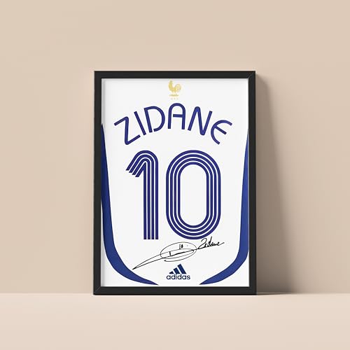Image of Posternet Zinedine Zidane Wall Poster Frames | 8x12 inch | World Cup special signed Jerseys Series | Hanging Wall Artwork Frames for Living Room, Bedroom, Office and Etc