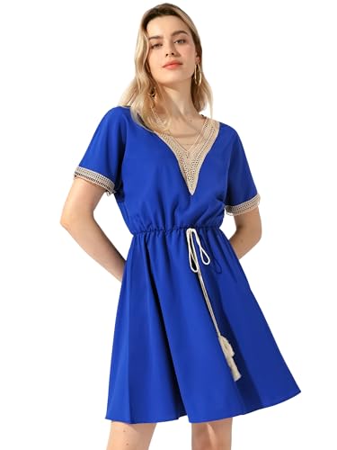 Robe d'été décontractée pour femme col en V et manches courtes