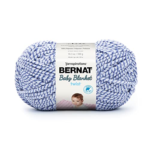 Image of Bernat BABY BLANKET BB Blue Twist Yarn - 1 Pack of 10.5oz /300g - Polyester - #6 Super Bulky - 220 Yards - Knitting /Crochet