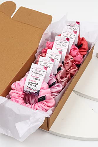 Image of Premium Satin Scrunchies for Women | Hair Bands, Ponytail Holders & Rubber Bands | Fluffy, No-Damage Hair Ties | Girls Hair Accessories | Medium Size | Pack of 6