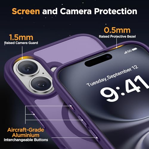 Image of Miracase Magnetic Series for iPhone 16 Case [Compatible with MagSafe] Military-Grade Protection, Anti-Fingerprint, Slim Phone Case for iPhone 16 6.1 inch - Deep Purple
