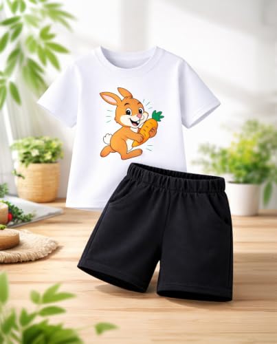 Image of HILEELANG Toddler Boy Summer Outfit Set 2 Piece Short Sleeve T Shirt and Short Soft Breathable Cotton Clothing Sets 2-7T
