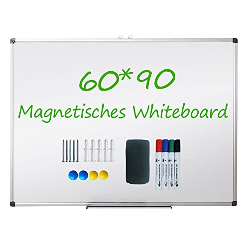 XIWODE Whiteboard 90x60 magnetisch, Whiteboard magnetisch, Tafel, Magnettafel whiteboards, Alurahmen, für Büro, Für portraits und landschaftsformen