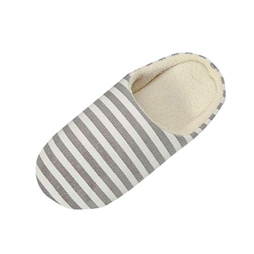 Aniywn Women's Men Warm Slipper Warm Striped Comfort Home Slipper Indoors Anti-Slip Winter House Shoes(Coffee,42-43)