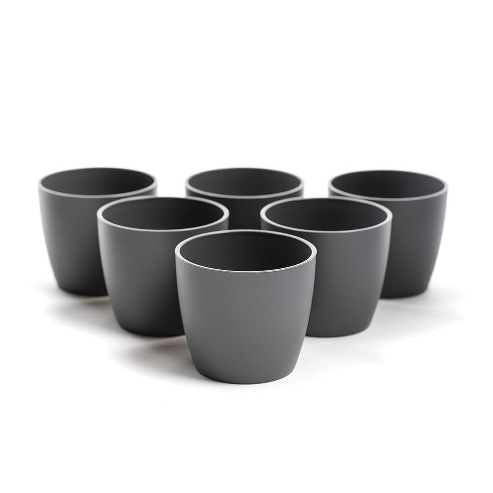 YouGarden Elho Anthracite Pot Covers 7cm Set of Six For Houseplants and Displaying Indoors