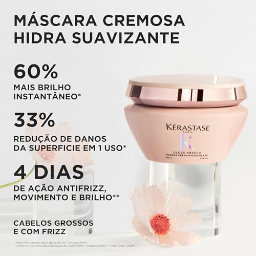 Image of Kerastase Gloss Absolu Creme Anti-Frizz Mask For Bouncy, Glossy Hair | Medium to Thick Hair | 4-Days Anti-Frizz | With Hyaluronic & Glycolic Acid, Wild Rose-In-Oil | 200ml (Pack of 2)