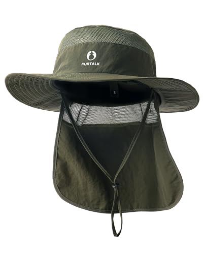 Image of FURTALK Sun Hats for Men Women Fishing Hat with Neck Flap UPF Protection