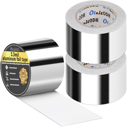 Image of Oleitodh 3 Pack Aluminum Foil Tape Bulk - 3 Inch x 55 Yards - 3.3mil Heavy Duty Metal Duct Tape, Aluminum HVAC Tape for Sealing & Patching, Air Ducts, Insulation Metal Repair, Professional Grade