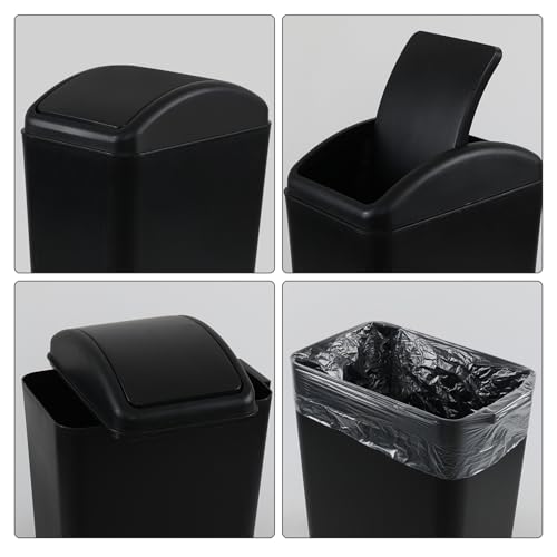 Caneca de basura plástica 4.5 galones, tapa basculante, negro, 2 unidades miniatura 3