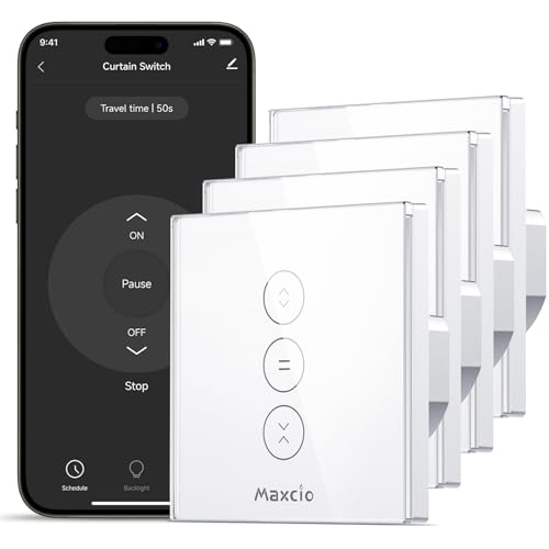 【LED Controlable】Alexa Interruptor Persiana, Maxcio Interruptor Wifi Compatible con Alexa y Google Home, Control de APP y Función de Temporizador, para Motor Persiana, Motor Tubular-4 Packs
