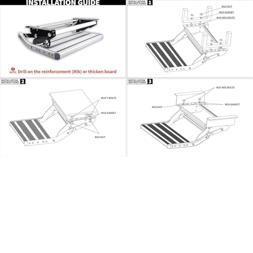 Wohnmobiltrittstufen,manuell klappbares RV Step,einziehbares Aluminiumlegierung Wohnmobiltrittstufen,rutschfeste Oberfläche, superstarke Tragkraft von 200kg,geeignet für Wohnwagen,Wohnmobil,Reisemobil