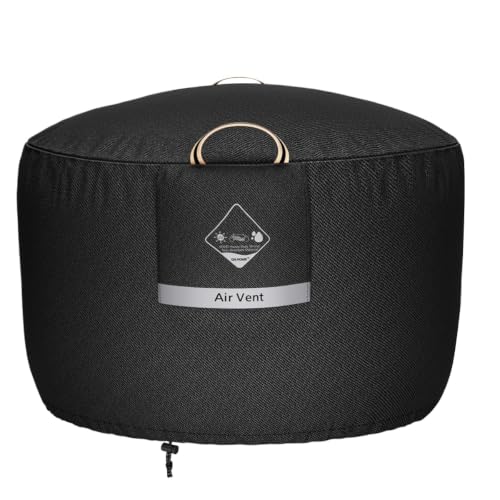 QH.HOME Fire Pit Cover Round Super Waterproof 36 D X 24 H Outdoor Firepit Cover 600D Strong Tear Resistant Premium Fading Resistant for Gas Fire Pit