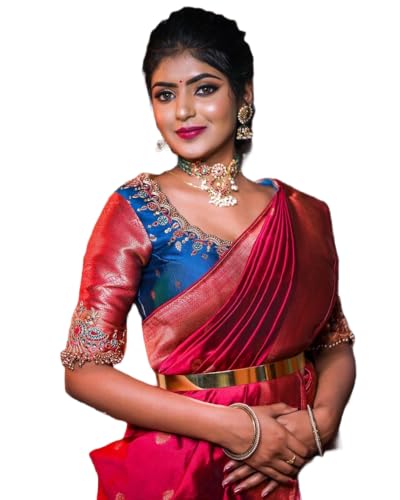 Image of ZITON Women's Indian Traditional Kanjivaram Silk Pure Weaving Lehenga Choli Along With Dupatta And Blouse Piece, Half Saree (Unstitched)