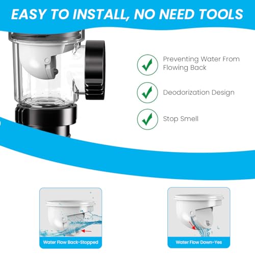 Image of HASTHIP Stainless Steel, ABS Sink Drain Kit with Flexible Expandable P-Trap Sink Drain Pipe Tube Anti-Odor Bathroom 3 in 1 Plumbing, Fits for 3-4.5 cm Drain Hole, for Kitchen Bathroom Sewer