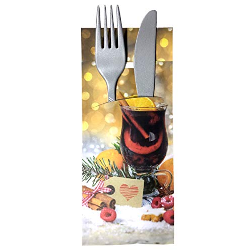 520 Bestecktaschen mit Serviette Glühwein 20 cm Weihnachten
