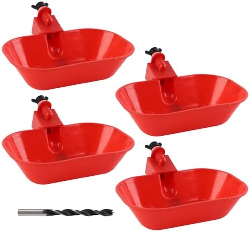 Hen Drinker, 4 Pieces Large Automatic Hen Drinker, Suitable for Watering Poultry, Pigeon, Chicken, Ducks (15 x 10 x 4.5 cm)