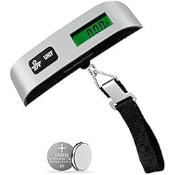 Nutabevr Báscula Digital de Equipaje con asa y Pantalla LCD Retroiluminada, Balanza Portátil para maletas de viaje, Max Peso 110lb/50kg