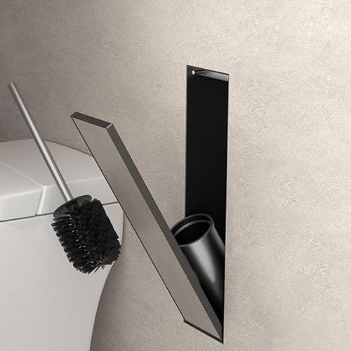 MObyat Porte-Brosse WC Encastré, Brosse WC Cachée, Niche De Douche en Acier Inoxydable 304, Design Invisible, avec Fermeture Élastique, Peu Encombrant,...