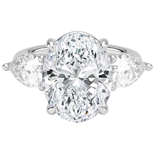 5 CT Oval Cut Lab Grown Diamond Luxe Three Stone Engagement Ring For Her