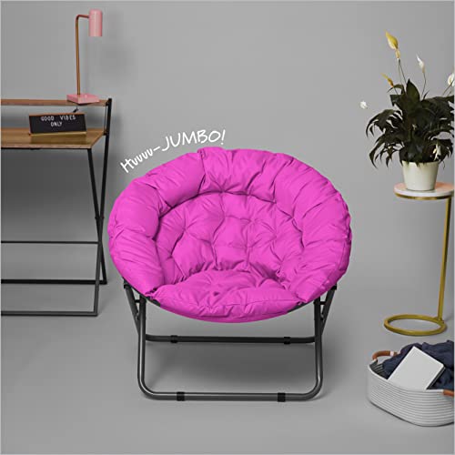 Urban Shop Oversized Polycanvas Foldable Saucer Chair, Pink #TOP1