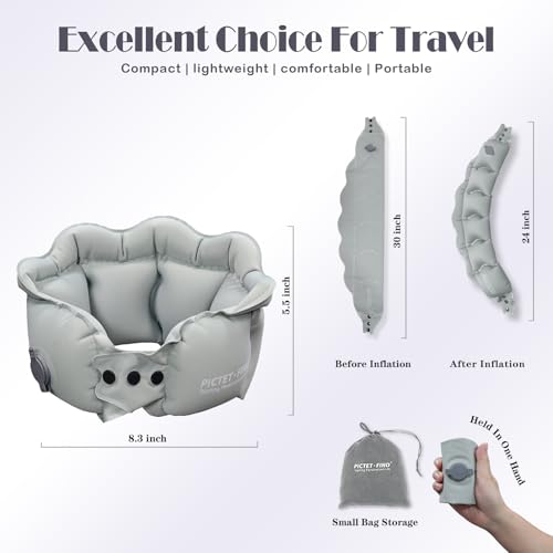 Almohada Inflable Ajustable para Cuello de Viaje Gris miniatura 4