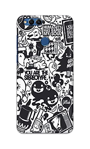 Image of Printed Hard Back Cover Case for Honor 7X | Huawei Mate SE Back Cover (Mixed Cartoon) -702