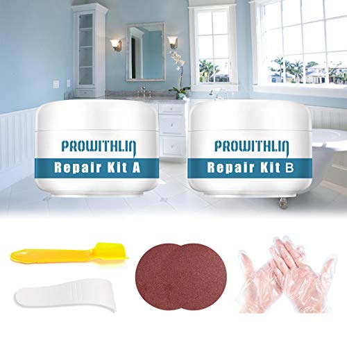Tub, Tile and Shower Repair Kit, Porcelain Repair Kit Waterproof, Tub and Tile Refinishing kit, Fiberglass Repair Kit, Tile Repair Kit for Tubs, Toilet, Porcelain, Sink Crack (3.5oz White)
