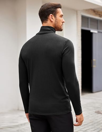 COOFANDY Men's Turtleneck Sweater Slim Fit Lightweight Basic Ribbed Sweaters3