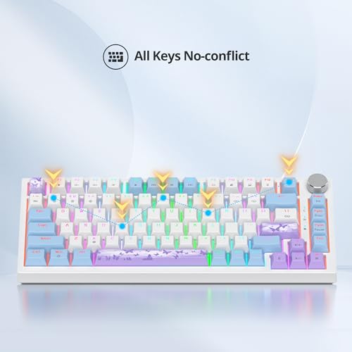 Image of Fogruaden Wired Gaming Keyboard 75 Percent, Hot Swappable, Gasket Mount Creamy Mechanical Keyboard with Knob, Linear Red Switch, RGB Backlit, Sound Absorbing Pads, NKRO Compact TKL Custom Keyboard
