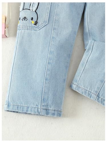 SOLY HUX Toddler Girl's Straight Leg Jeans Elastic Waist Cute Denim Pants Lovely Summer Clothes3