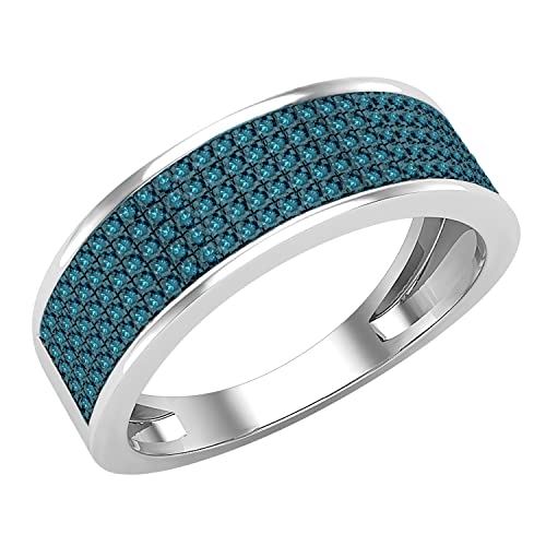 Dazzlingrock Collection 0.35 ctw Round Blue or White Diamond Wedding Band for Men, Available in 10K/14K/18 Solid Gold