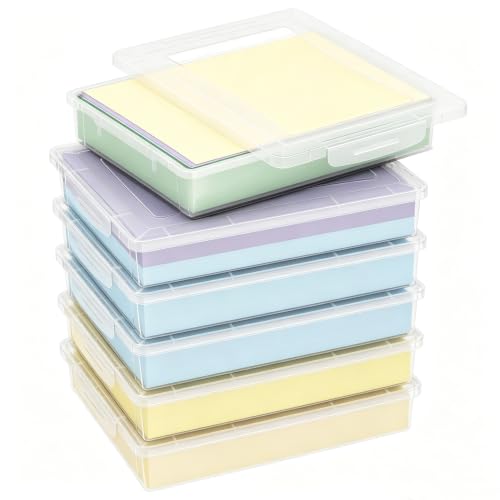 Image of Lifewit 6 Pack Paper Organizer Storage, 12x9 Multi-Purpose Plastic File Box with Latching Lids, Containers for A4, Letter, Scrapbook, Document, Magazine, Art Supplies, Clear