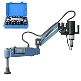 US Stock High Speed M4-M24 Electric Tapping Machine with Auto Oiling Blowing System Tap Collets 1180mm Electric Tapper Machine 0-550RPM/min 360 Degree Flexible 10Pcs TC820 ANSI Collets