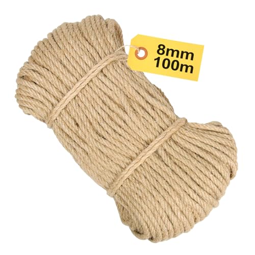 Corde Sisal 100M x 8MM pour Arbre à Chat - Épaisse et Robuste, Réparation Griffoirs, Décoration Maison, Jardin, DIY