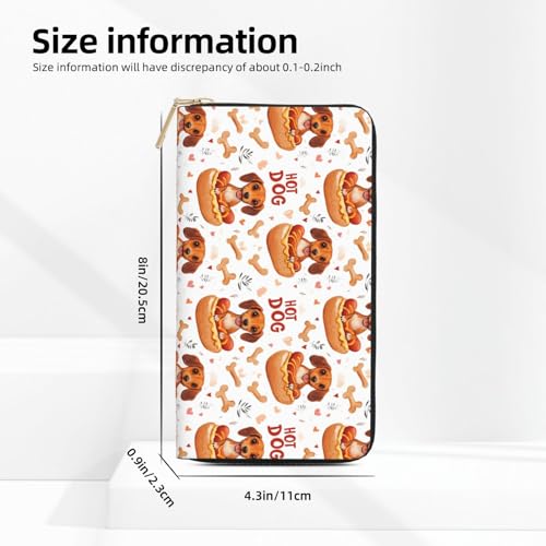 Leather Thin Slim Wallets for Women Men - Fashion Cute Hot Dog Print Card Wallet Holder with Zipper2